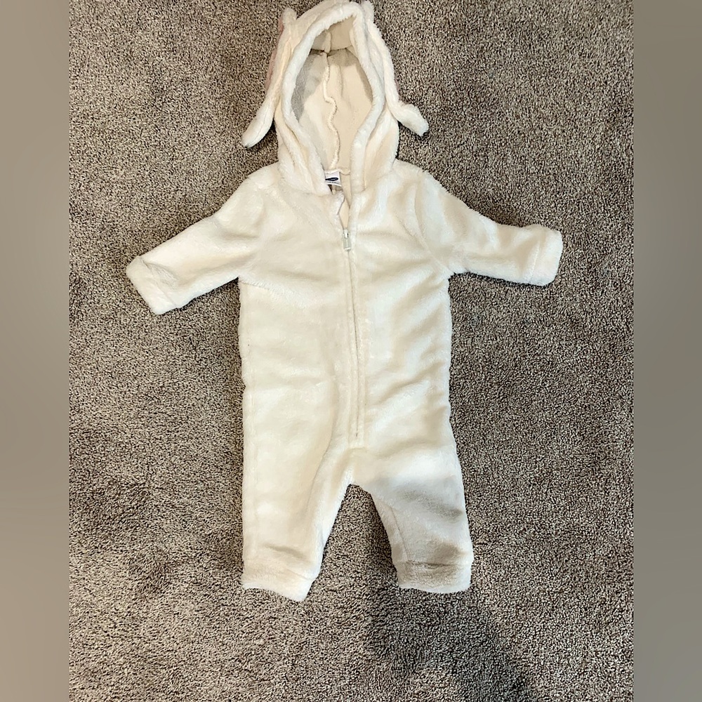 Bunny-Critter Hooded Sherpa One-Piece for Baby